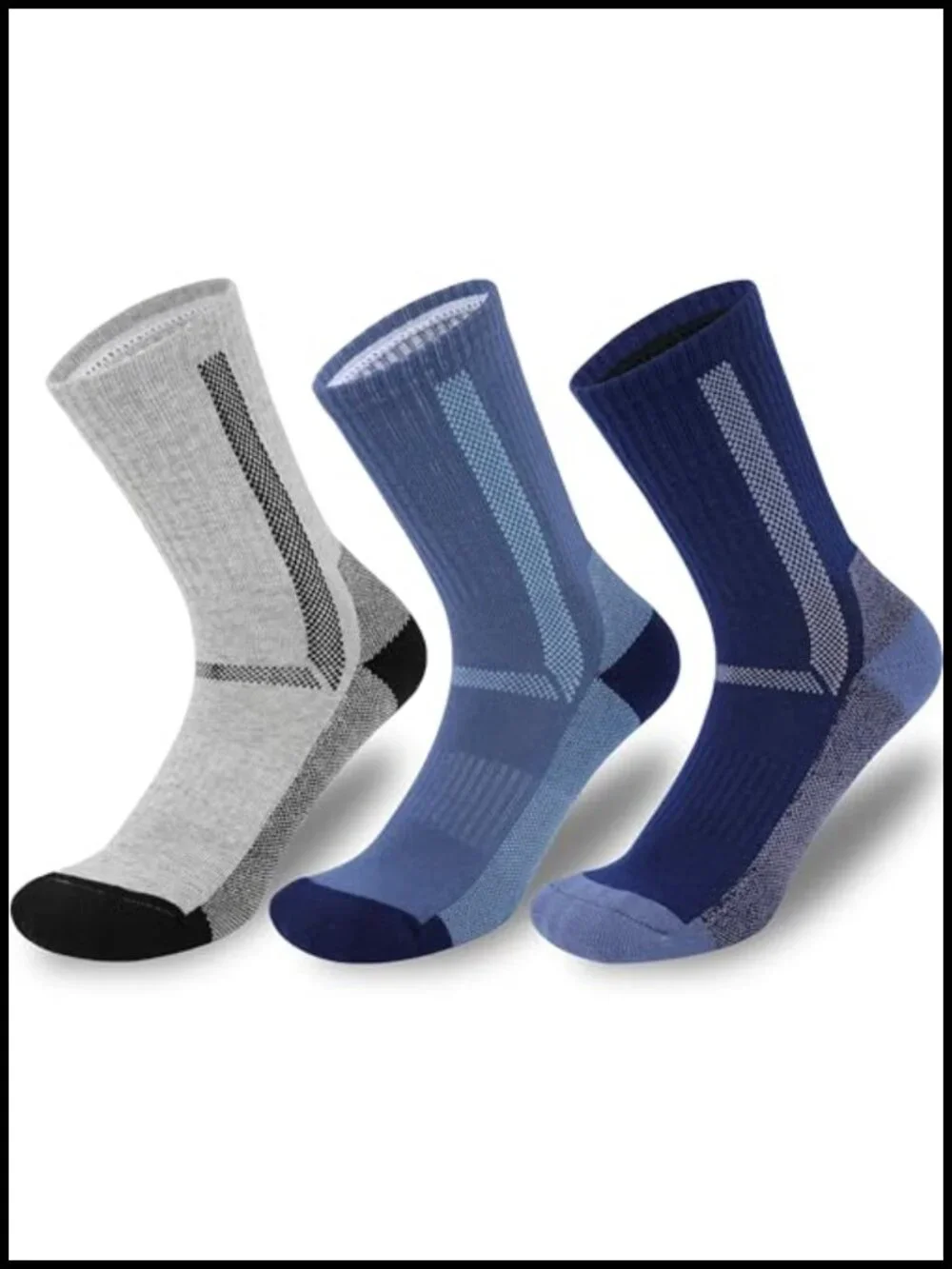 Cushioned Crew Socks for Men Hiking Work Running Cotton Spandex 3-Pack